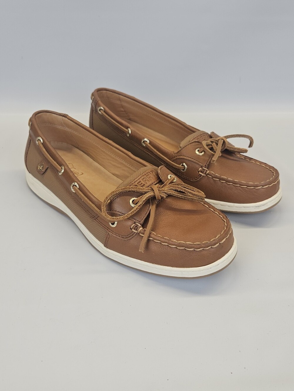 Sperry Boat Shoes Gold Cup Goldfish Womens 11 Brown Tan Slip On Leather Preppy